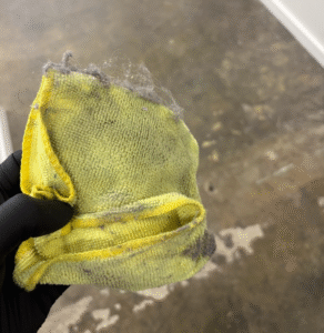 Dry microfiber cloth used for office dusting in a commercial building